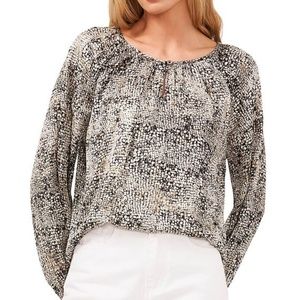 Vince Camuto - Keyhole Snake Skin Long Sleeve Blouse - S